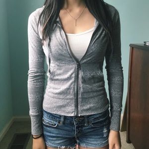 Grey Marble Striped Zip-Up Hoodie